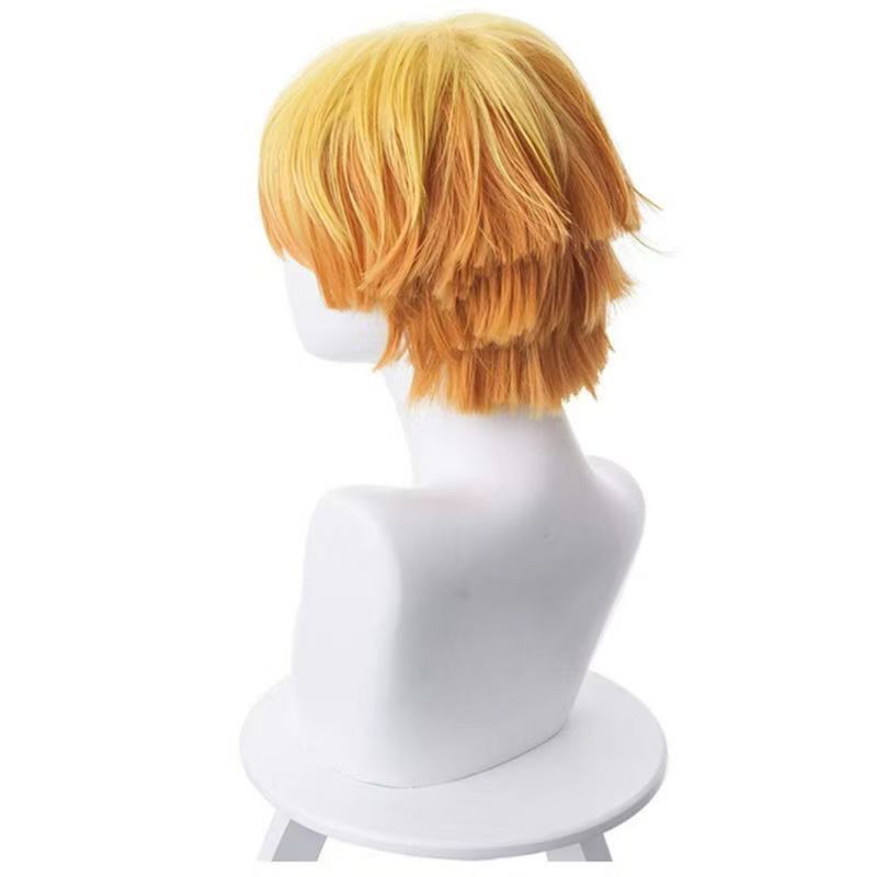 Gele Ombre gelaagde korte cosp - Cosplay Anime Zenitsu recensie en prijs